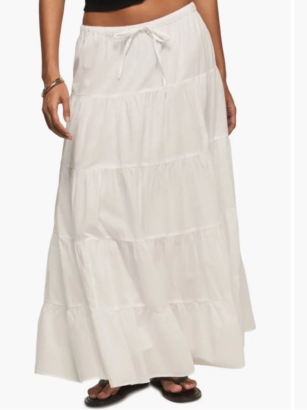 NWOT Lucky Brand White Tiered Poplin Maxi Skirt